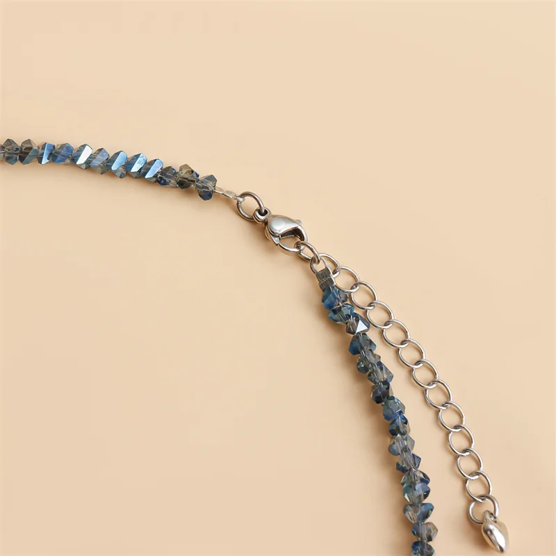 Beaded Choker Necklace Transparent Crystal for Women's Collarbone