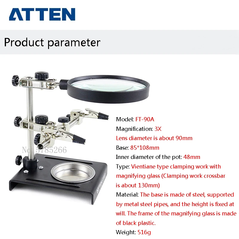 ATTEN 3X Magnifier Desktop Repair Stand Electric Soldering Station Electric Soldering Iron Circuit Board Repair Auxiliary Tool