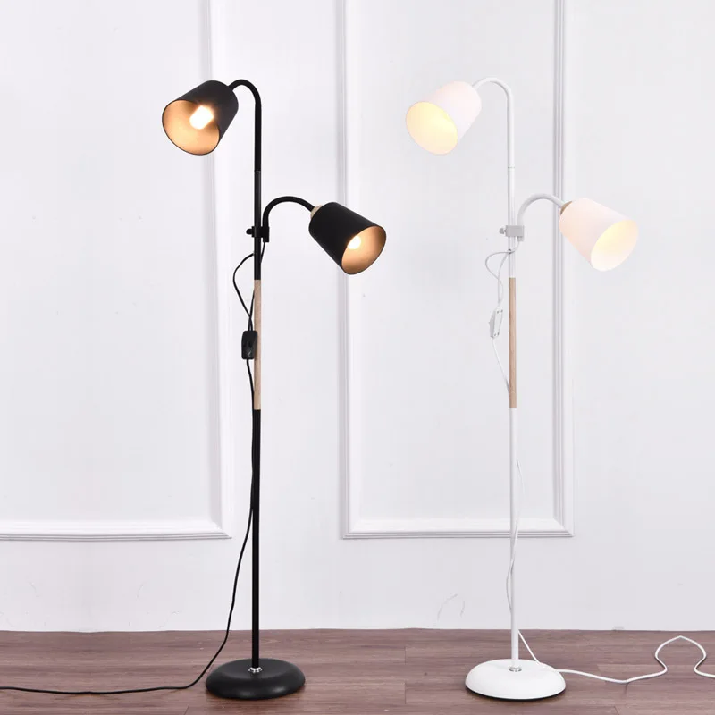 

Simple E27 Led Wrought Iron Personality Vertical Adjustable Floor Lamps for Living Room Bedroom Study Nordic Wooden Floor Lamp
