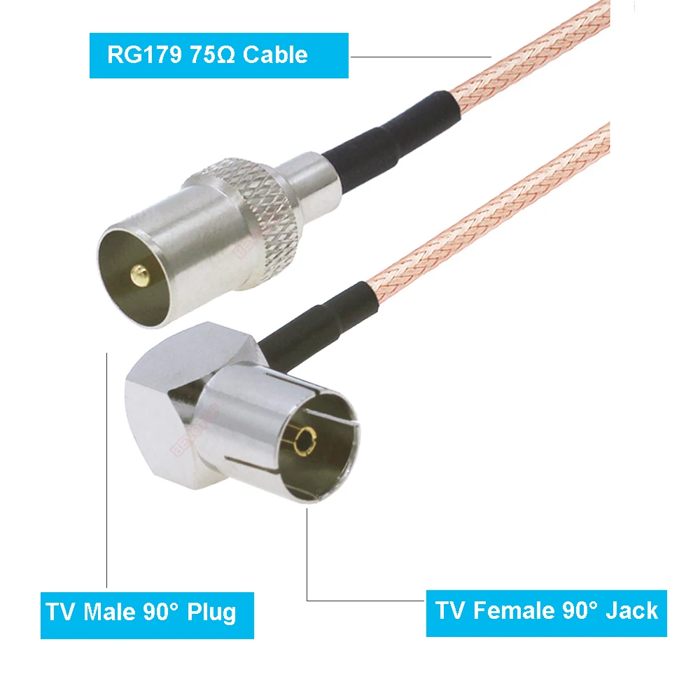 USA-CA RG174 DVB TV Pal Female to RCA MALE Coaxial RF Pigtail Cable 