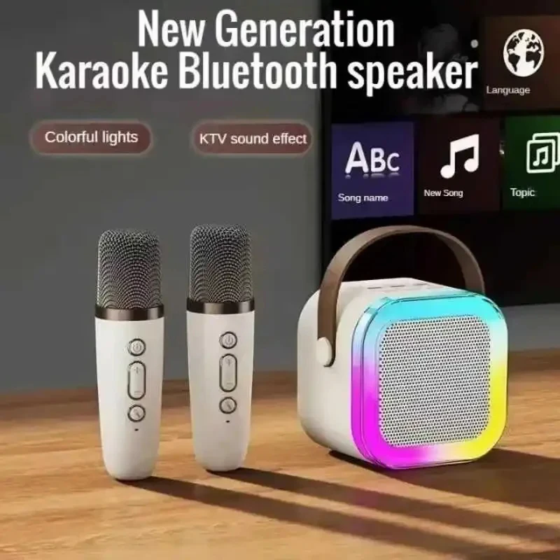 Karaoke Machine Portable Bluetooth K12 5.3 Pa Speaker System Con 1-2 Microfoni Wireless Home Family Singing Regali Per Bambini