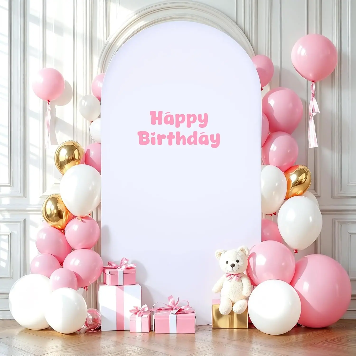 웨딩 아치 배경 커버 단색 베이비 샤워 생일 파티 장식 신축성 스판덱스 양면 아치형 사진 배경