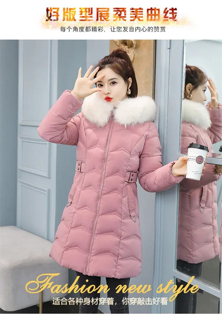 Winter Down Cotton Coat Women 2022 New Korean Version Temperament Slim Mid-length Jacket Hooded Thickened Warm Jackets N1578 long down coat womens