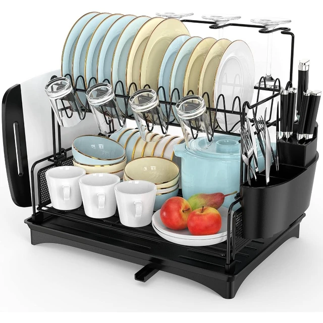 Wahopy Extra Large Dish Drying Rack - 2 Tier Dish Drying Rack with  Drainboard for Kitchen Counter, Stainless Steel Dish Drying R - AliExpress