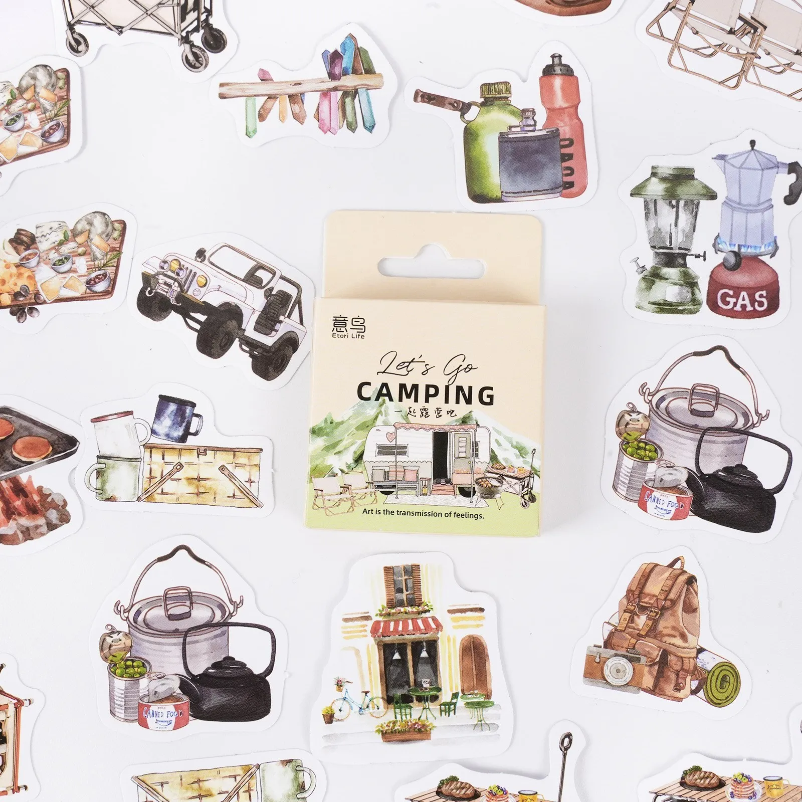 

46 Pcs Travel Camping Stickers Adventure Themed Self Adhesive Decals For Envelopes Junk Journal Journaling Craft Decorations