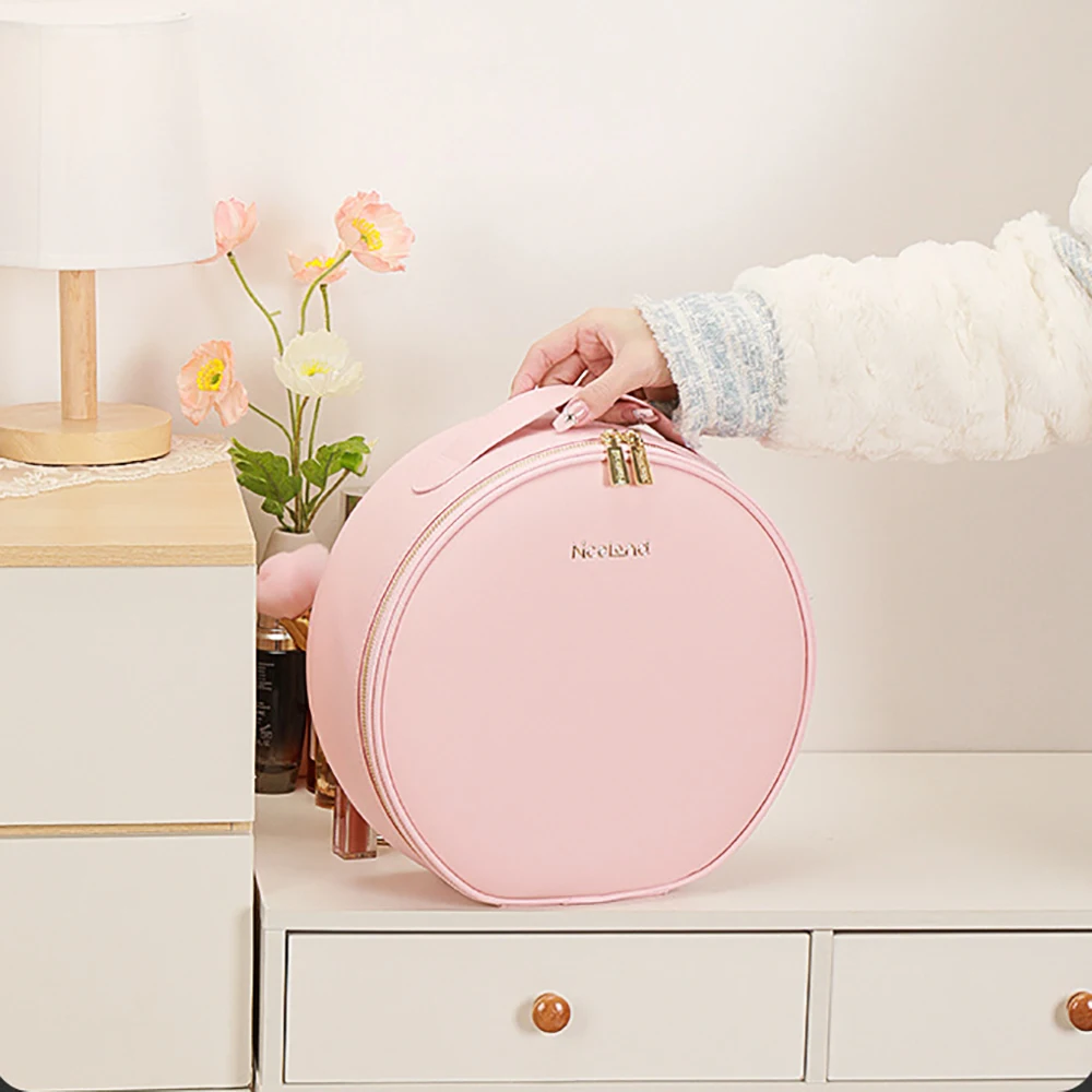 Smart LED Makeup Bag With Mirror Large Capacity Professional Waterproof PU Leather Travel Cosmetic Case Women Storager 2023 New