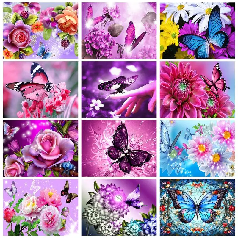 

RUOPOTY Modern Painting By Numbers On Canvas Coloring On Numbers Butterflies Number Paint Kit Wall Decor Adults Crafts Diy Set
