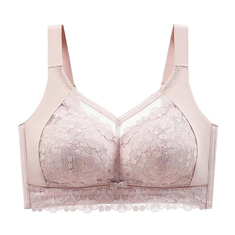Wireless Bras for Women Thin Cup Lingeire Plus Size 36-46 Size B C D E Cup Minimizer Brassiere Ultra-Thin Push Up Lace Underwear 5