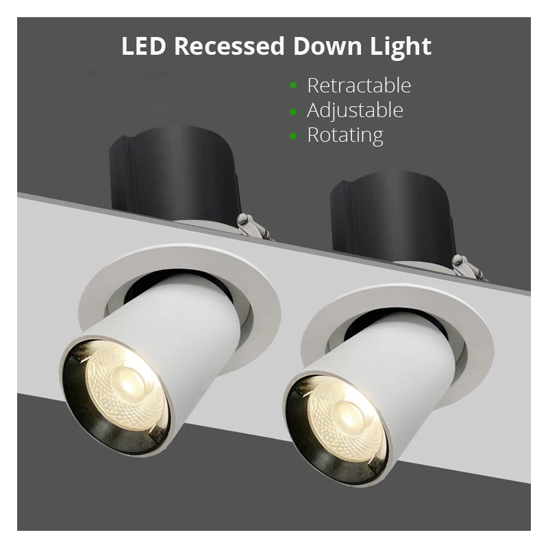 10w 12w Stretching Embedded Downlight Led Light Retractable Adjustable