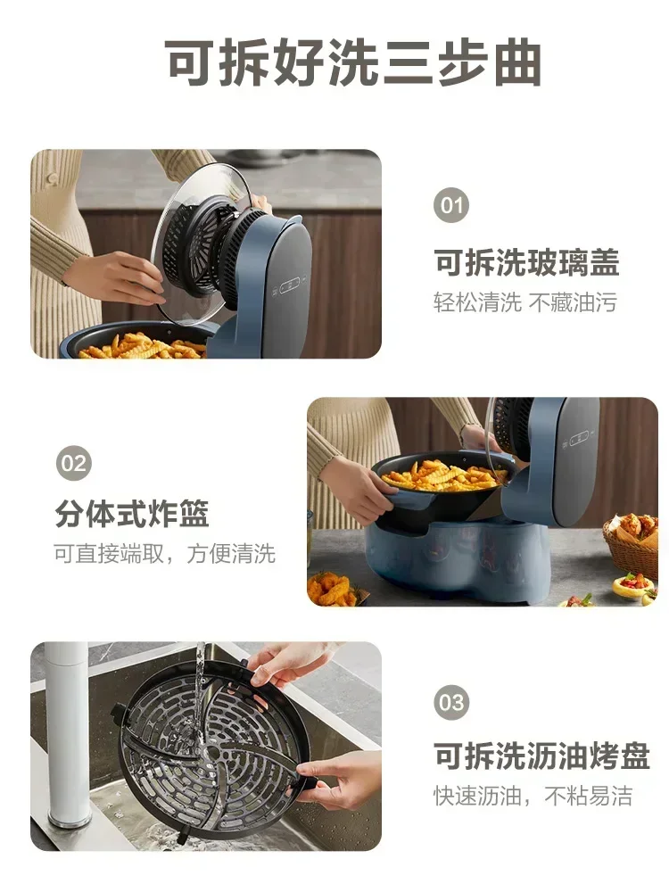 Visible air fryer. Large capacity. Oil-free steam fryer. Intelligent household. Airfryer machine. Freidoras de aire. 5