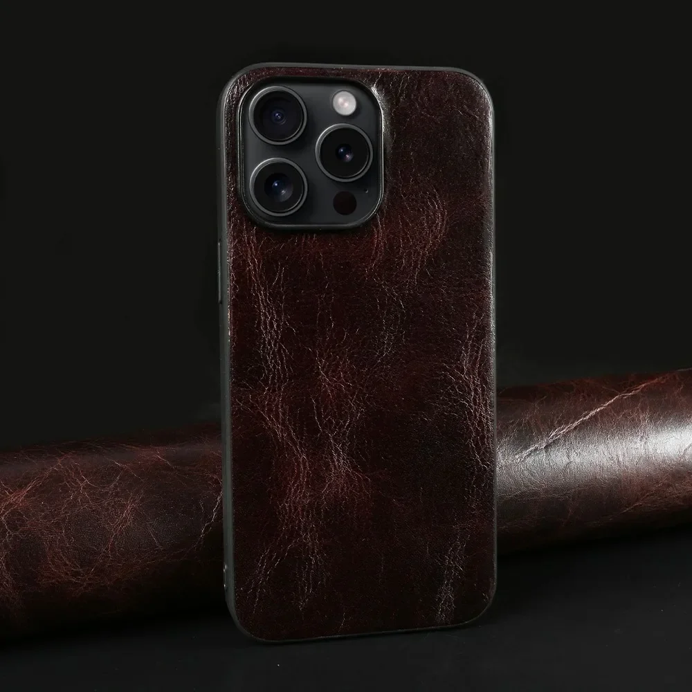 Luxury Genuine Leather Vintage Aesthetic Phone Case Cover