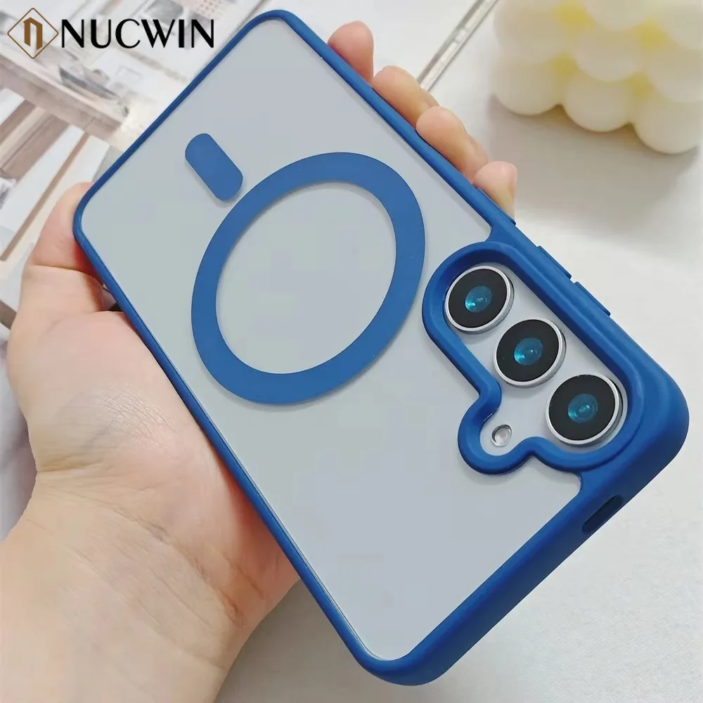 Phone Case For Magsafe Wireless Charge Magnetic Clear Case for Samsung Galaxy S22 S23 S24 S25 Plus Ultra FE Ultra Thin Acrylic Back Cover