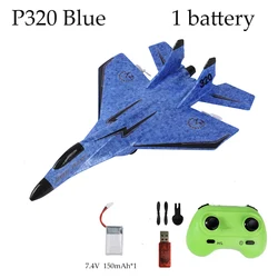 Parkten 2CH Glider RC Airplane - Hand-Thrown Foam Outdoor Toy (Blue 1 battery)