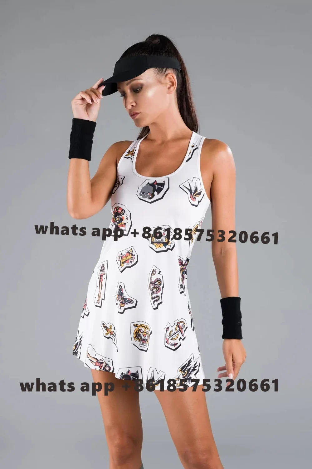 

Women's Tattoo Tech Dress Sports Dress Tennis Summer Sleeveless Beach Tennis Dressvestido De Tenis Mujer Outdoor Racer Clothing