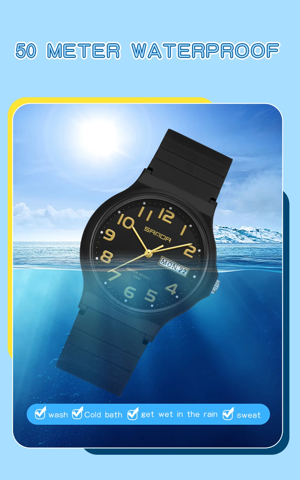 SANDA 9072 Mini Simple Student Watch Soft TPU Light Fashion Waterproof Luminous Quartz Women's Outdoor Sports Children's Watch