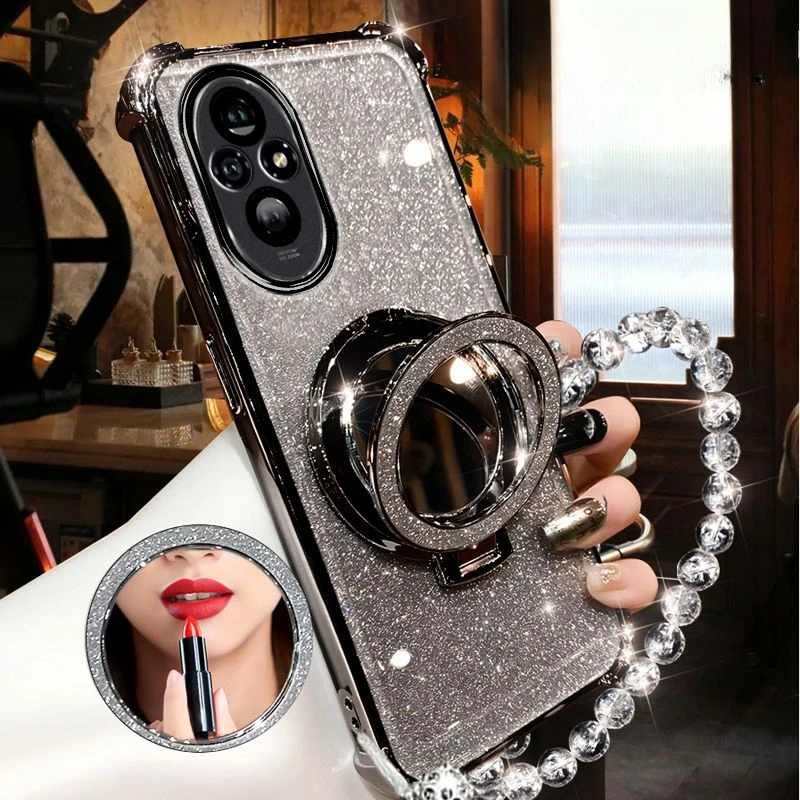 Funda para teléfono con soporte Magsafe con revestimiento de cristal brillante a prueba de golpes para Huawei Honor 200 100 90 80 70 60 Pro_voghion.com