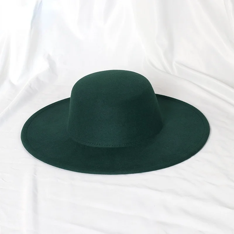 

Felt Hats Women Big Side Flat Top Hat Retro French Felt Hat Outdoor Sunshade Hat Women's Big Edge Top Hat Lady's Hat