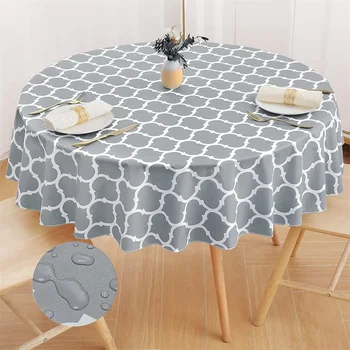 Tovaglia impermeabile Olanly Tovaglia rotonda in PVC resistente al calore da 60 pollici Cucina per matrimoni Scrivania da pranzo Tovaglia marocchina 1