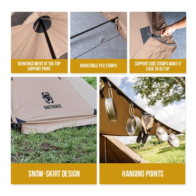 Northgaze TC Chimney Tent Terylene Cotton Outdoor Teepee Hot Tent for Adventurers Hiking Camping 3 Season OneTigris