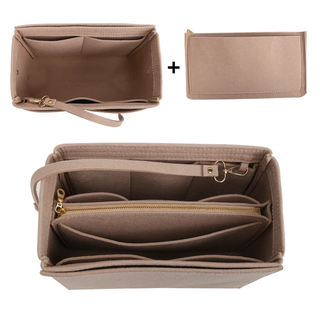 Deago Handbag Organizer Felt Insert Bag in Bag with Zipper Purse Tote  Shaper For LV Speedy Neverfull Le Pliage (9.84*3.9*3.15) 