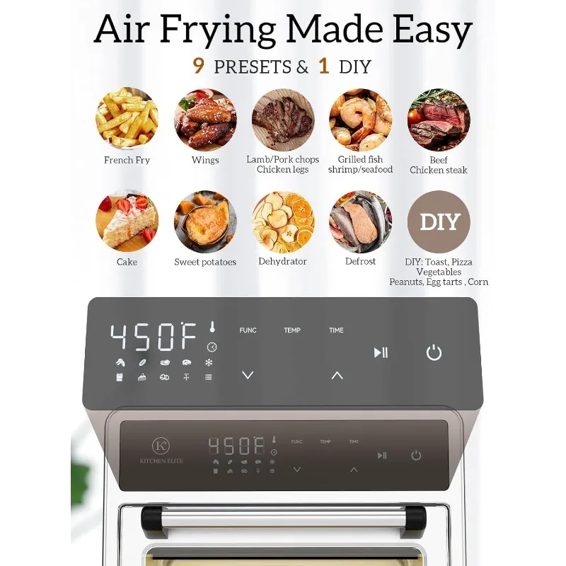 Air Fryer Oven Combo, 12.6 Quart Compact Microwavable Countertop Oven, 9 Presets and 1 DIY Function 2