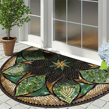 Tappeto da ingresso Antiscivolo Resistente allo sporco Tappeto per porta resistente all'usura Struttura semicircolare in marmo imitazione Tappetino di benvenuto  1