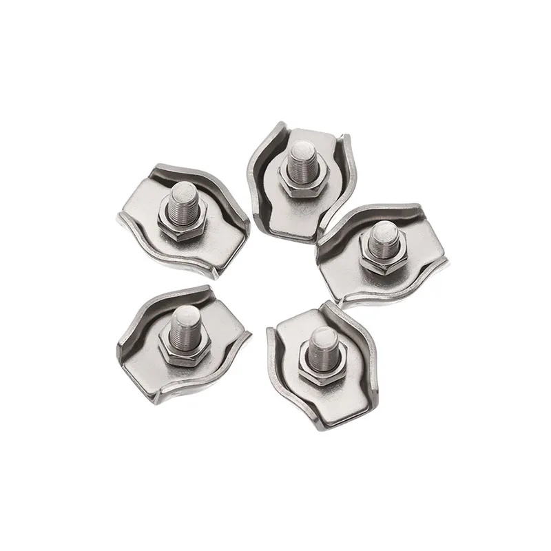 5 Stück Drahtseilklemmen aus Edelstahl 304, Einzelclip, Befestigungskabelverbinder, Drahtverschluss für 2/3/4/5/6/8 mm Drahtseilbefestiger – Detail 5
