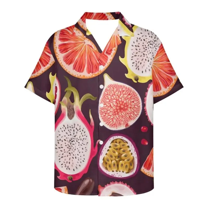 thumbnail image 1 of Camisa de tomate para hombre, camisa de manga corta con estampado de frutas en 3D para hombre, ropa informal de moda con botones y solapa, camiseta de gran tamaño, 1 of 5