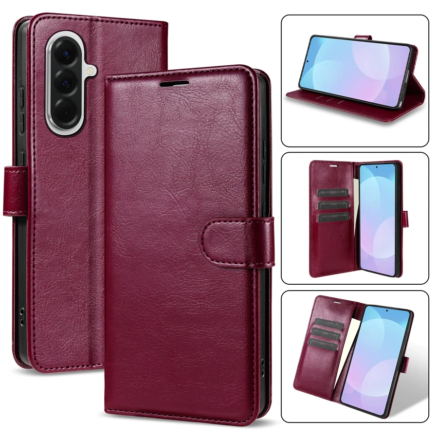 Luxury Magnetic Wallet Leather Case with Card Slot and Flip Cover