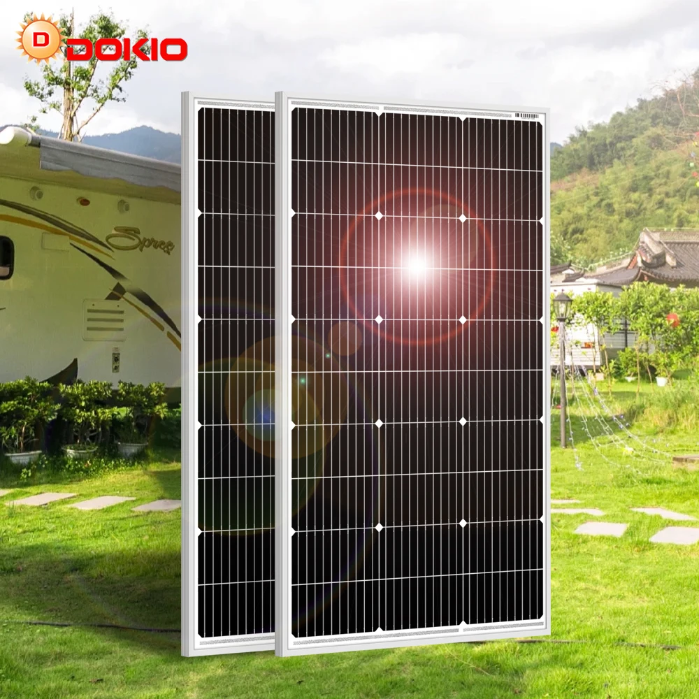 DOKIO Panneau Solaire 100W 18V Monocristallin – Charge Batterie 12V Camping Car Van Bateau