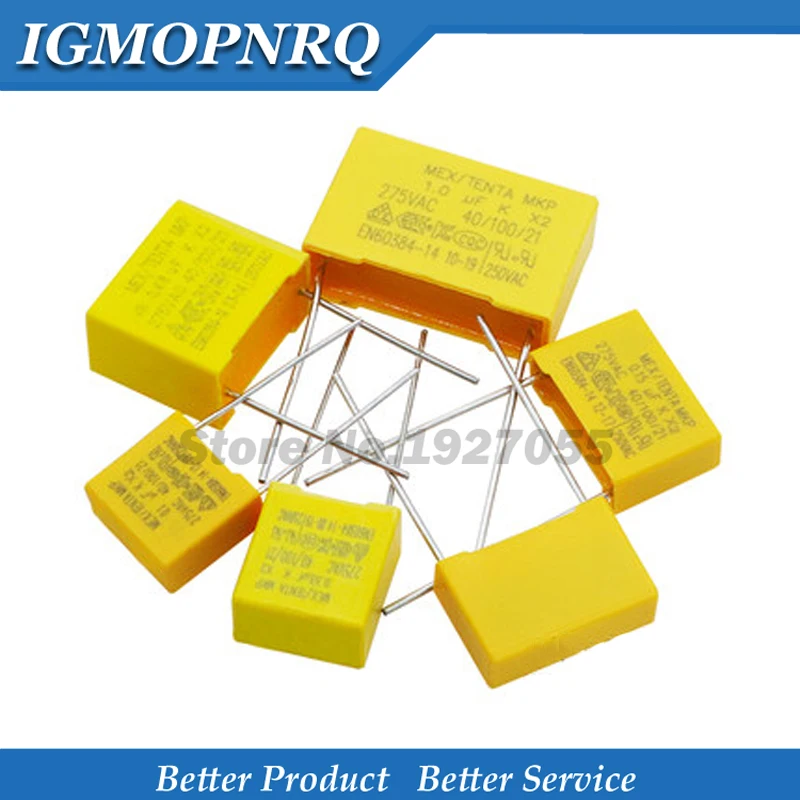 10pcs 275VAC capacitor X2 series 0.01UF ~ 2.2UF Polypropylene film capacitor 10nf 100nf 150nf 200nf 680nf 470nf 1UF