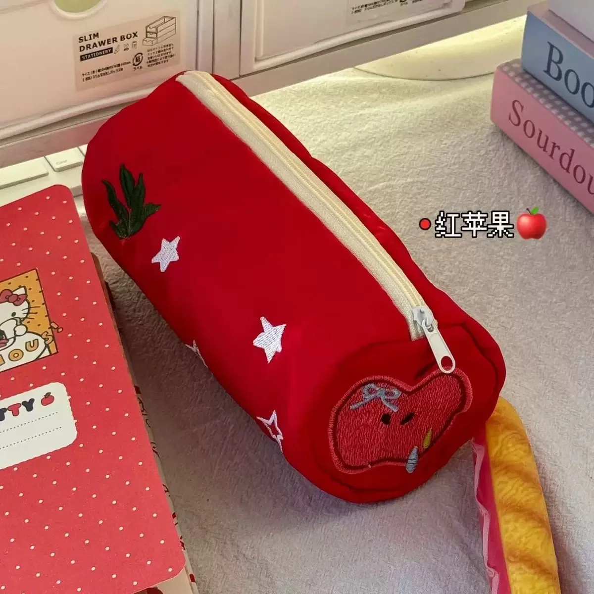 Kawaii Pink Roll-Up Pencil Case & Cosmetic Pouch with Cartoon Design