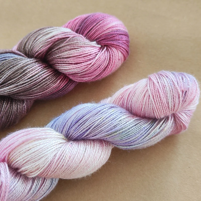 1 piece 50g Handpainted  Lotus Yarns Silk 8 Soft Shiny Lace Weight Yarn, Cool and Skin Friendly  Summer Yarn 3
