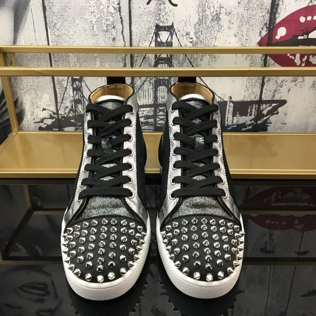 2022 Men Spikes Fashion Casual Ankle Loafer Spring Autumn Luxury Brand High Top Sneakers Rivets Male Shoes Zapatillas Hombre 4