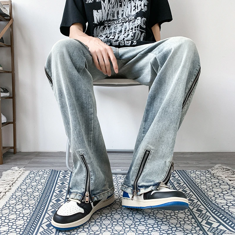 

Men's jeans Patchwork Denim Pants Blue jeans men Hip Hop Baggy Straight Loose Masculina Trousers men