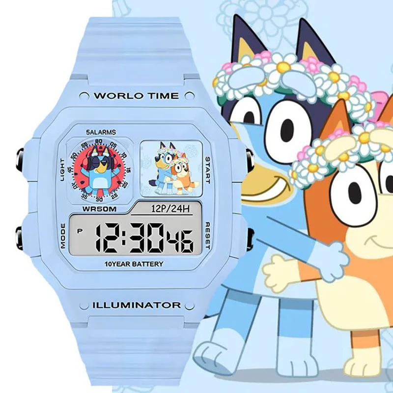 Anime Bluey Cartoon Watch Cute Kids Student Waterproof Wear Resistant Shockproof Kawaii Accessories Electronic Watch Toys Gift 1