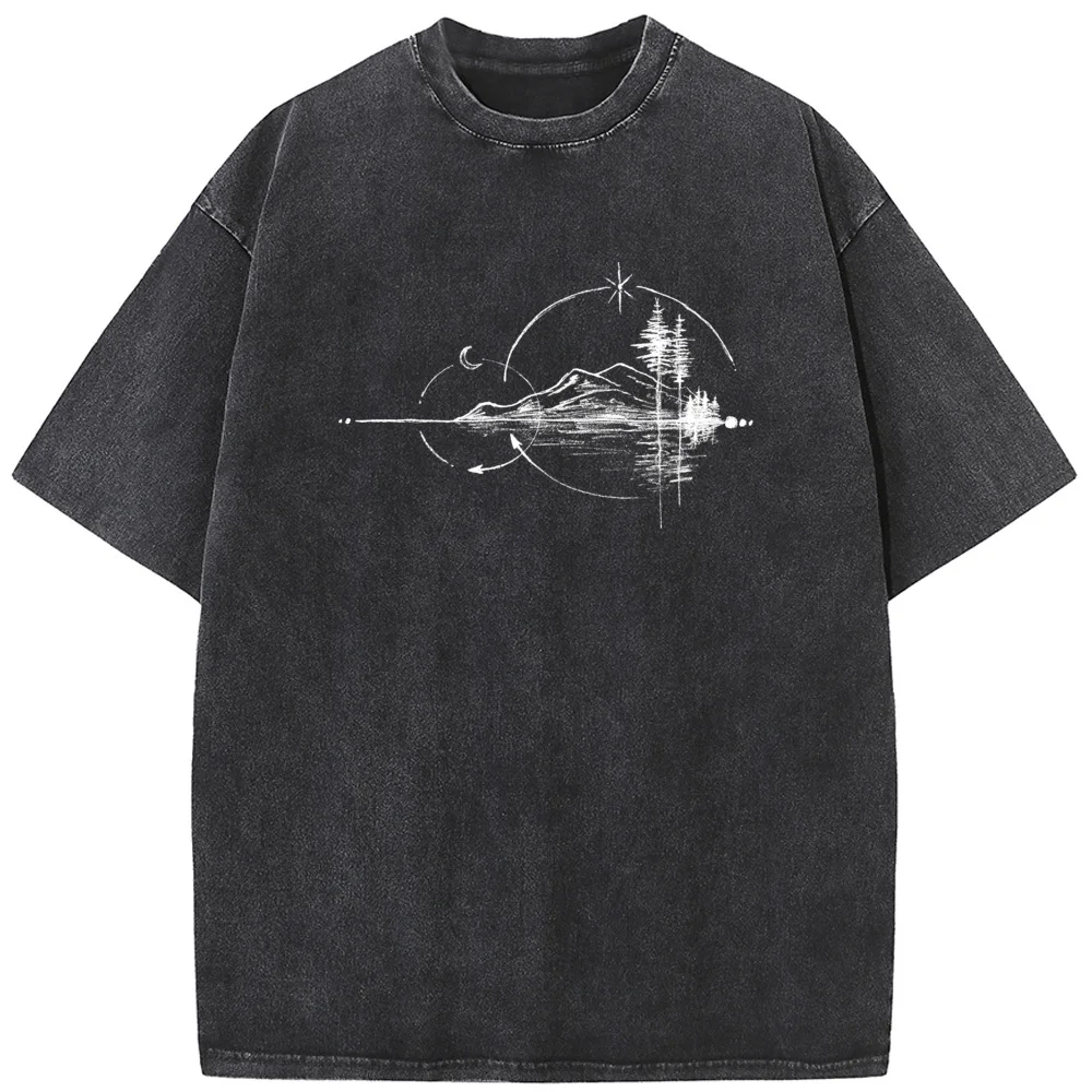 

Men's Rose Gold Geometric Abstract Bleach Shirt 230g Cotton Fashion Washed T-Shirt Vintage Summer Bleached Tshirt Tops