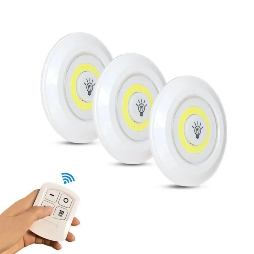 

1 Remote Control 3pcs Lights Cob Remote Sensing Night Light Bedside Lamp Bedroom Wardrobe Cabinet Light Touch Small Night Lamp