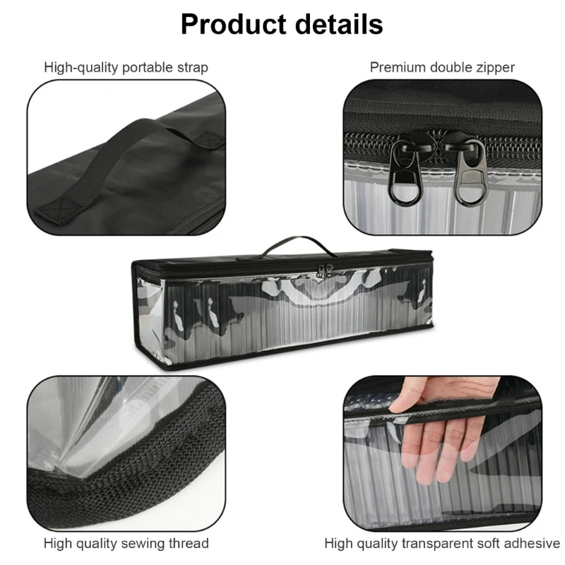 Disc Storage Bag Clear PVC Media Carrying Case Zippers Handle Holds 50Disc Total