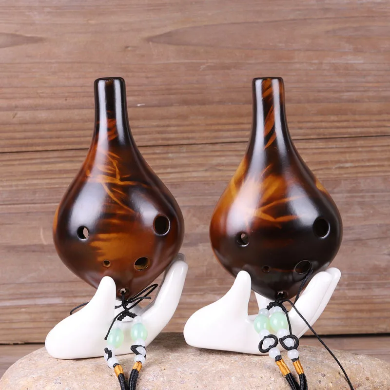 6 Hole Small Size Ocarina Strawfire Ceramic Alto C Tone Key Flute Glaze Chinese Tao Professional Musical Instrument Beginner