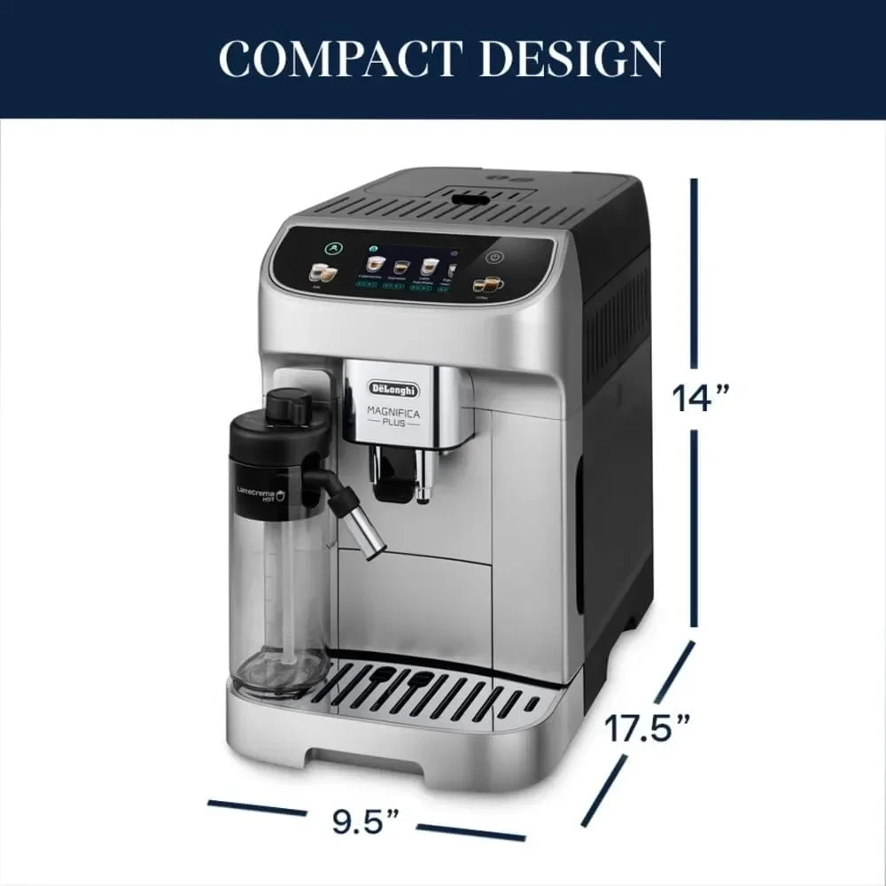 Magnifica Plus Fully Automatic Espresso Machine with Automatic Milk Frother for 18+ One Touch Recipes, Built-in Grinder 2
