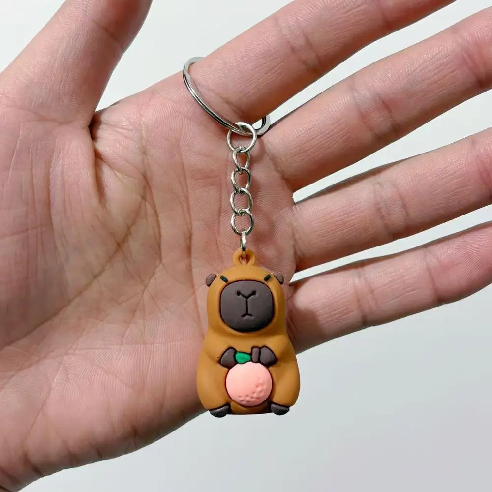 Adorable Capybara Keychain Doll - Charming PVC Soft Rubber Pendant for Backpacks and Mobile Phones
