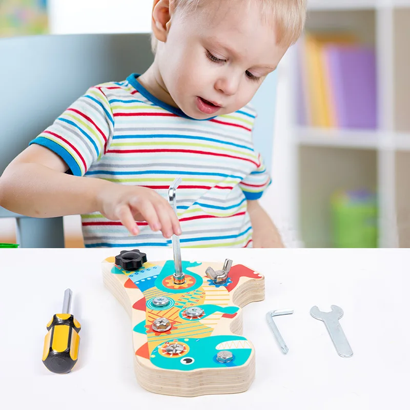 Montessori Wooden Toys Pretend Play Set Dinosaur DIY Tool Play Nut Disassembly Screw Assembly Repair Carpenter Tools for Kids 2