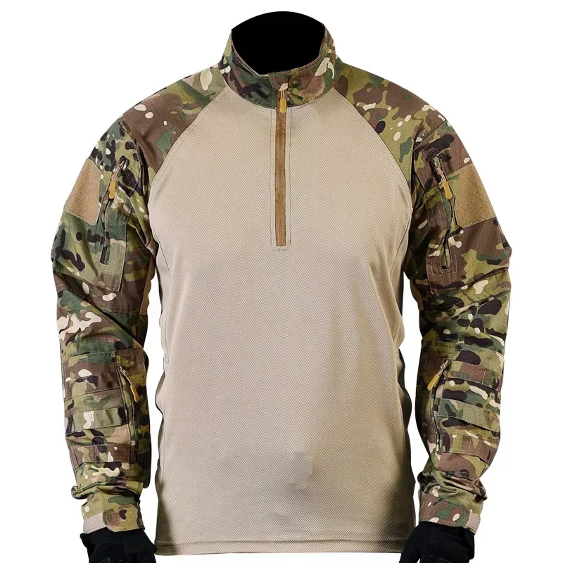 1/4 Zipper Outdoor Uniform Combat Tops Tactical Shirts Long Sleeve Paintball Airsoft Hunting Shirts Men Clothing Wear-resisting 6