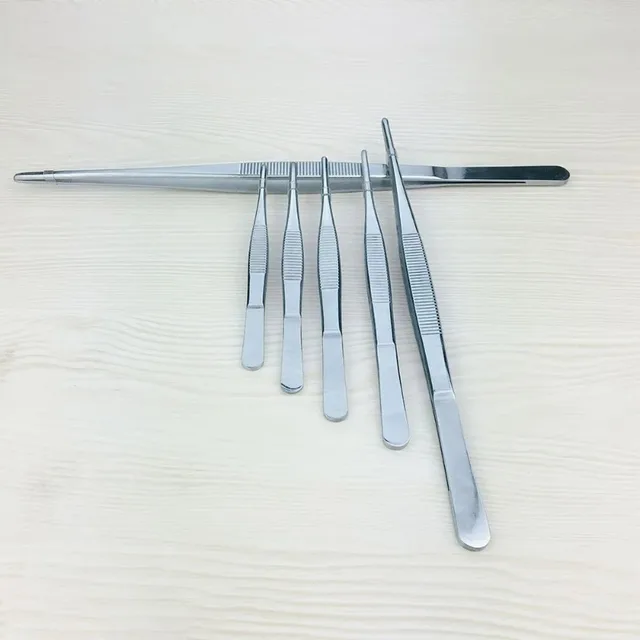 1Pcs 12.5/16/20/25/30CM Toothed Tweezer Straight Tweezer Long Barbecue Food Tong Stainless Steel Home Garden Kitchen BBQ Tool 5
