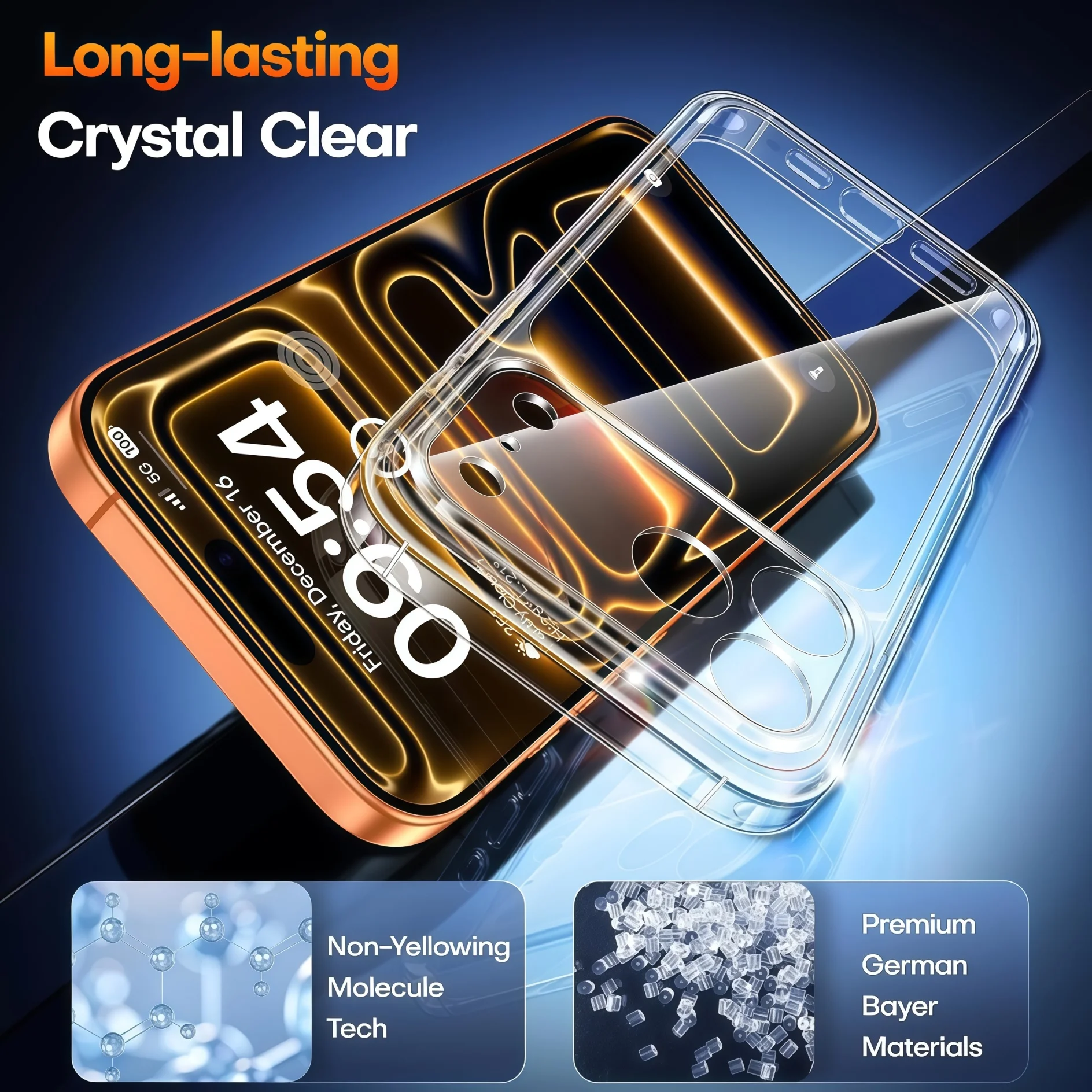 Crystal Clear TPU Shockproof Protective Case with Anti-Blue Screen Protector