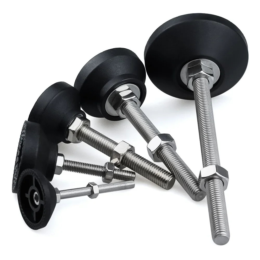 4Pcs M5 M6 조정 가능한 선반 다리 직경 30mm 스레드 유형 SS304 스테인레스 스틸 발 패드 레벨링 피트 회전베이스 관절 다리