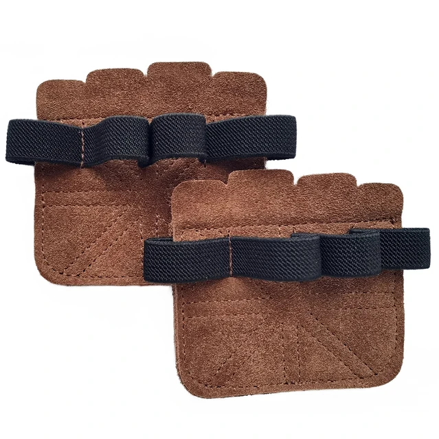 1 Pair Cowhide Weightlifting Gloves Four-finger Palm Protection Anti-slip Wear-resistant Fitness Sports Training Palm Guard 4