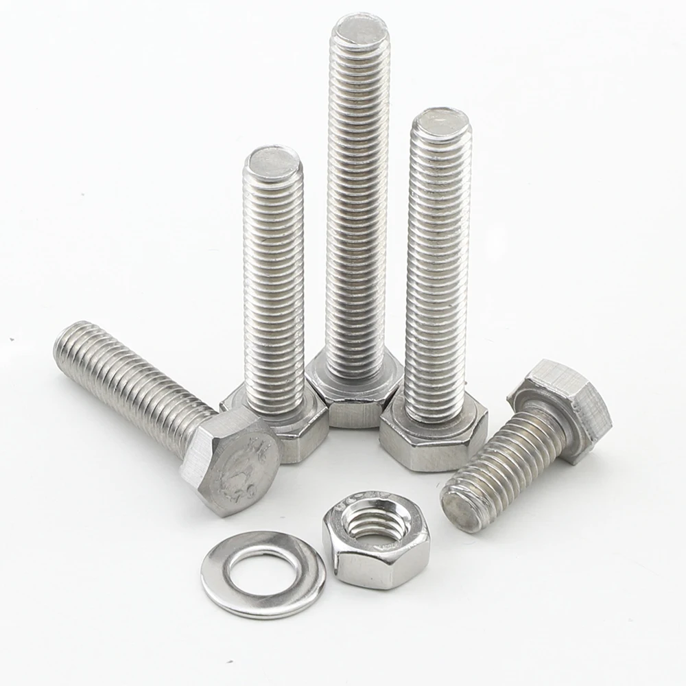 NINDEJIN M4 M5 M6 M8 External Hex Hexagon Head Screws Assortment Kit with Nuts Washers Stainless Steel