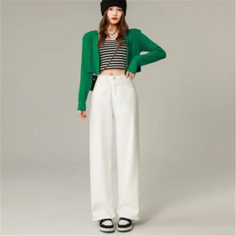 Fashion Harajuku Jeans for Women Wide Leg All-Match Loose Casual Wash Denim Pants Baggy High Street Long Trousers 2023 Autumn